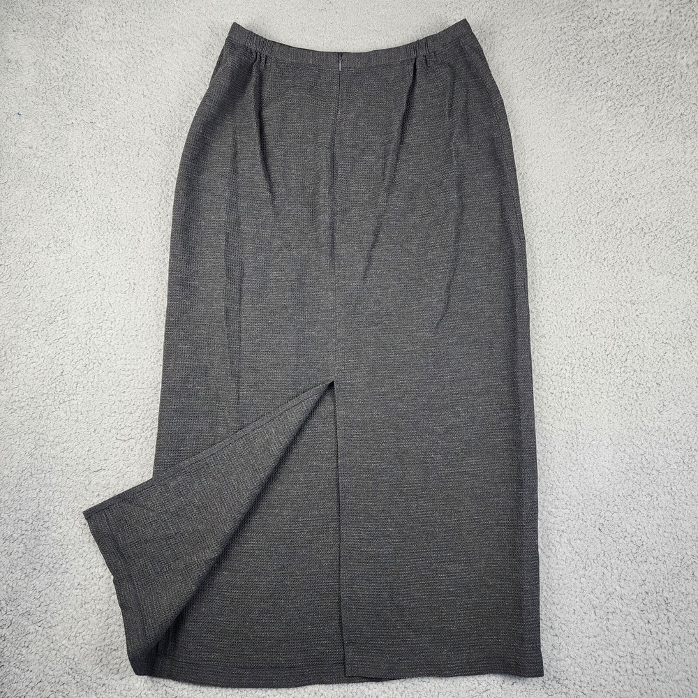 Eileen Fisher Skirt M Black Midi Lagenlook Pencil Waffle Wool Rayon Dress Casual - Picture 11 of 13
